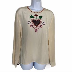 Vintage Privata Silk Heart Blouse Size 8